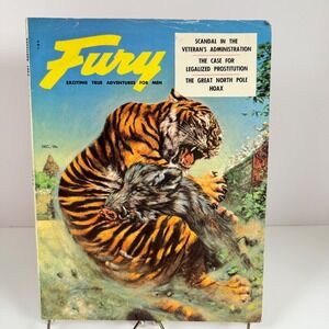 Vintage Fury Magazine‎ December 1956 Tiger Cover Barbara Nichols Pulp Men